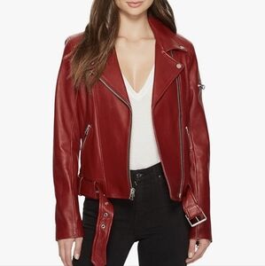 NWT Burgundy leather jacket, XS